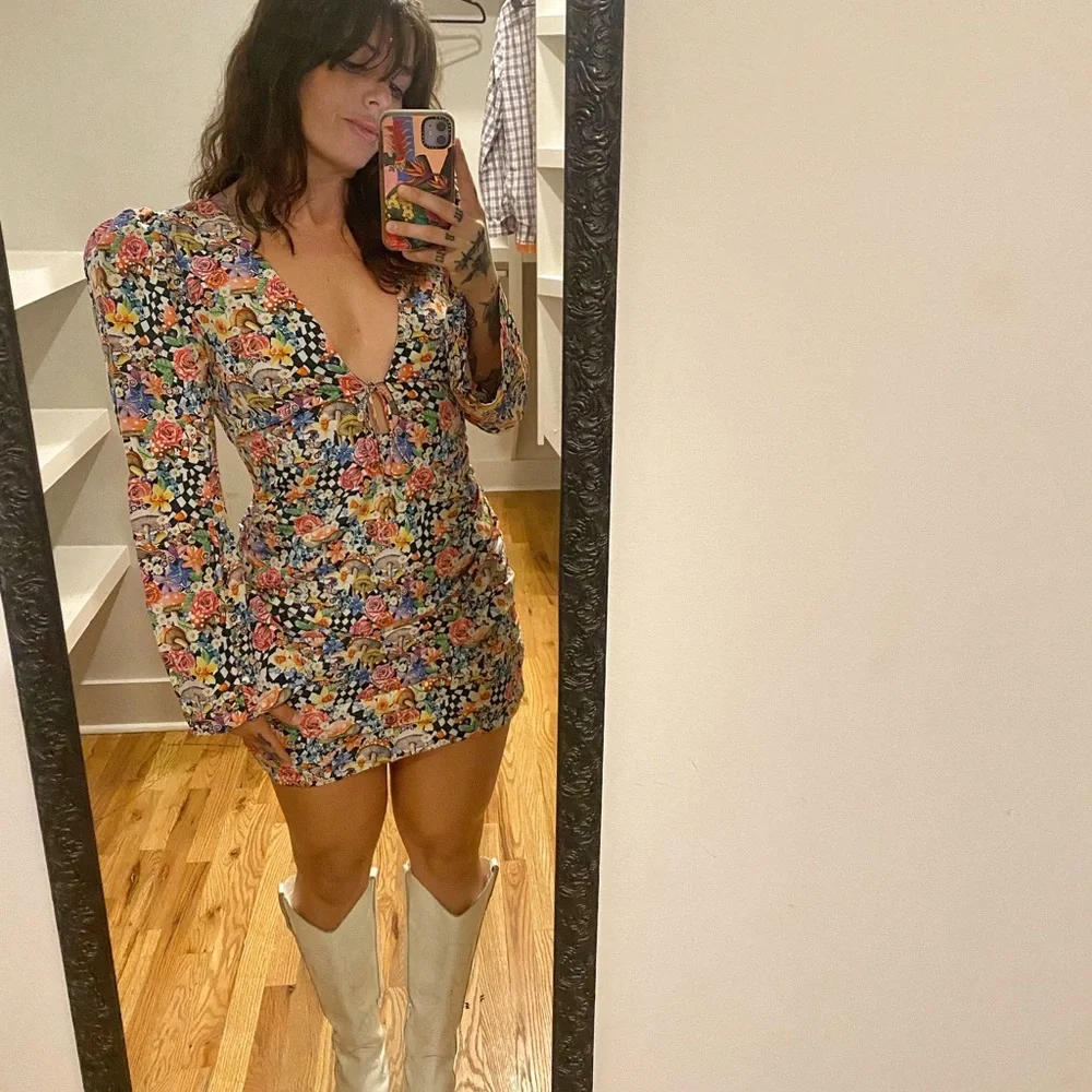 for love and lemons june mini dress NEW For Love and Lemons June Mini Dress Pink Floral Size XL